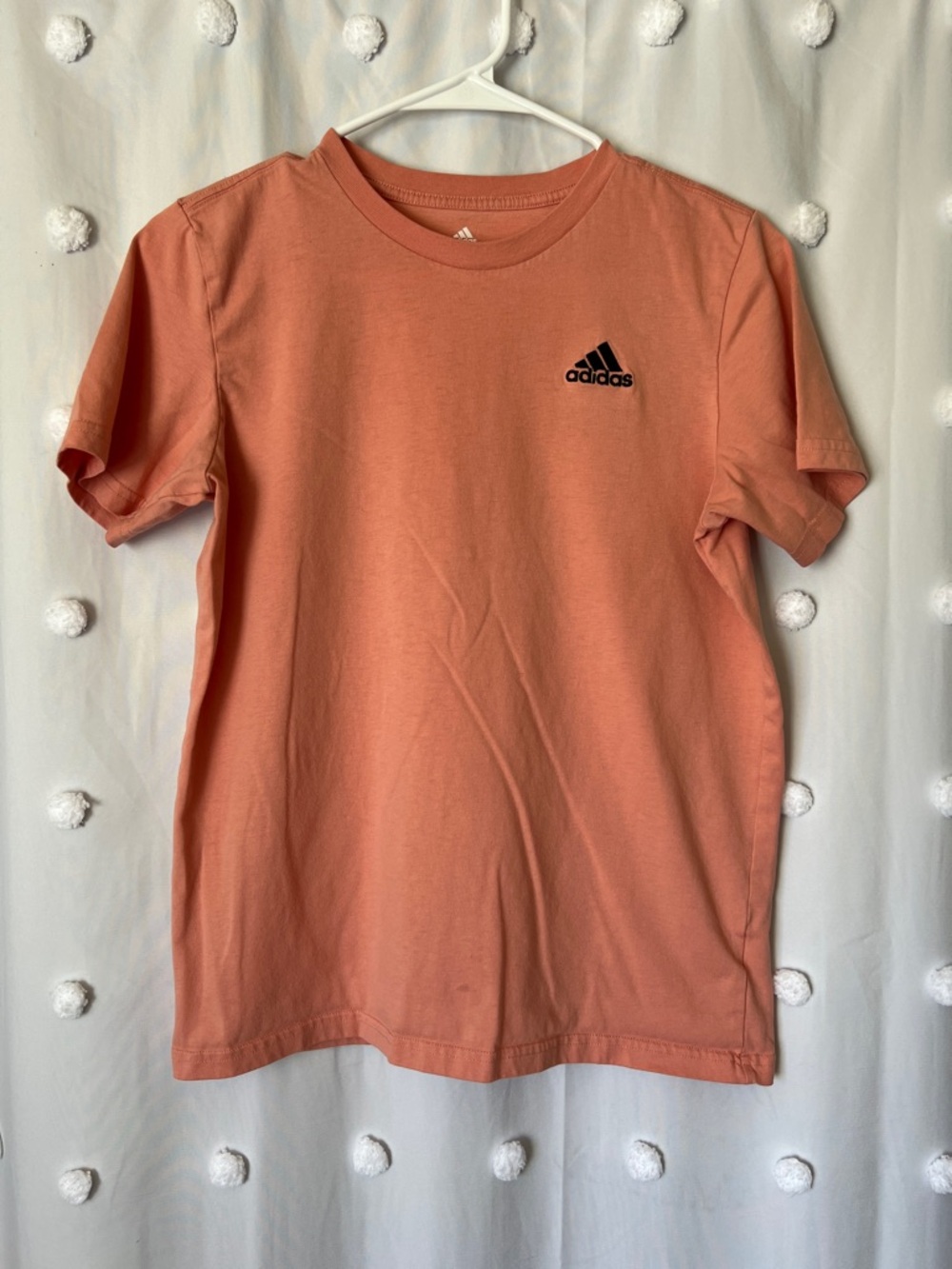 Adidas Coral Peach Crewneck T-Shirt with Black Logo